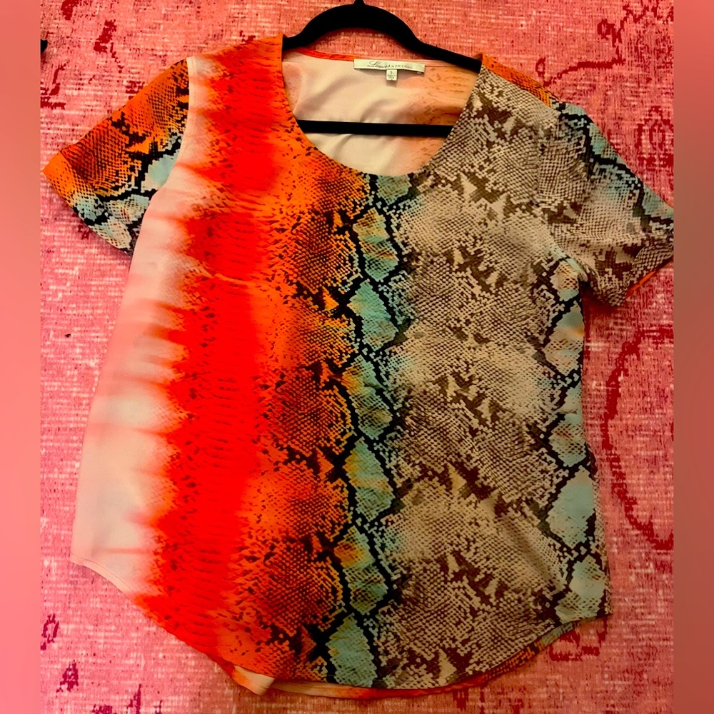 Lovers & Friends silk colorful snakeskin top SZ SMALL